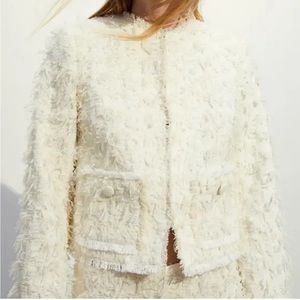 H&M blazer jacket with pockets. White/cream. New with tags. Size M.